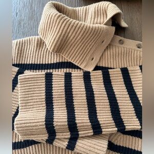 Simkhai Tan and Black Striped Turtleneck Sweater